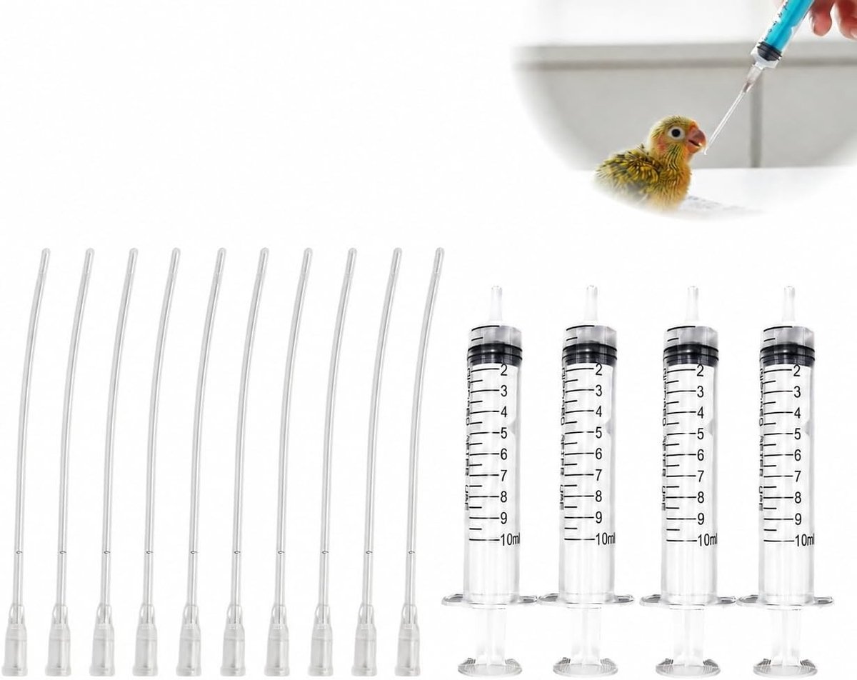 Voedersondes voor vogels - 14 stuks met spuiten en zachte buizen voor eenvoudig voeden en verzorging van vogels