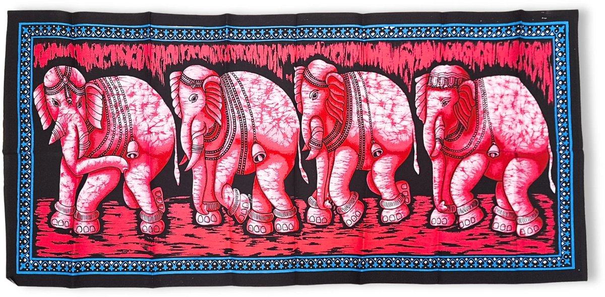 Olifanten Doek - Roze - wandkleed 115cm x 54cm