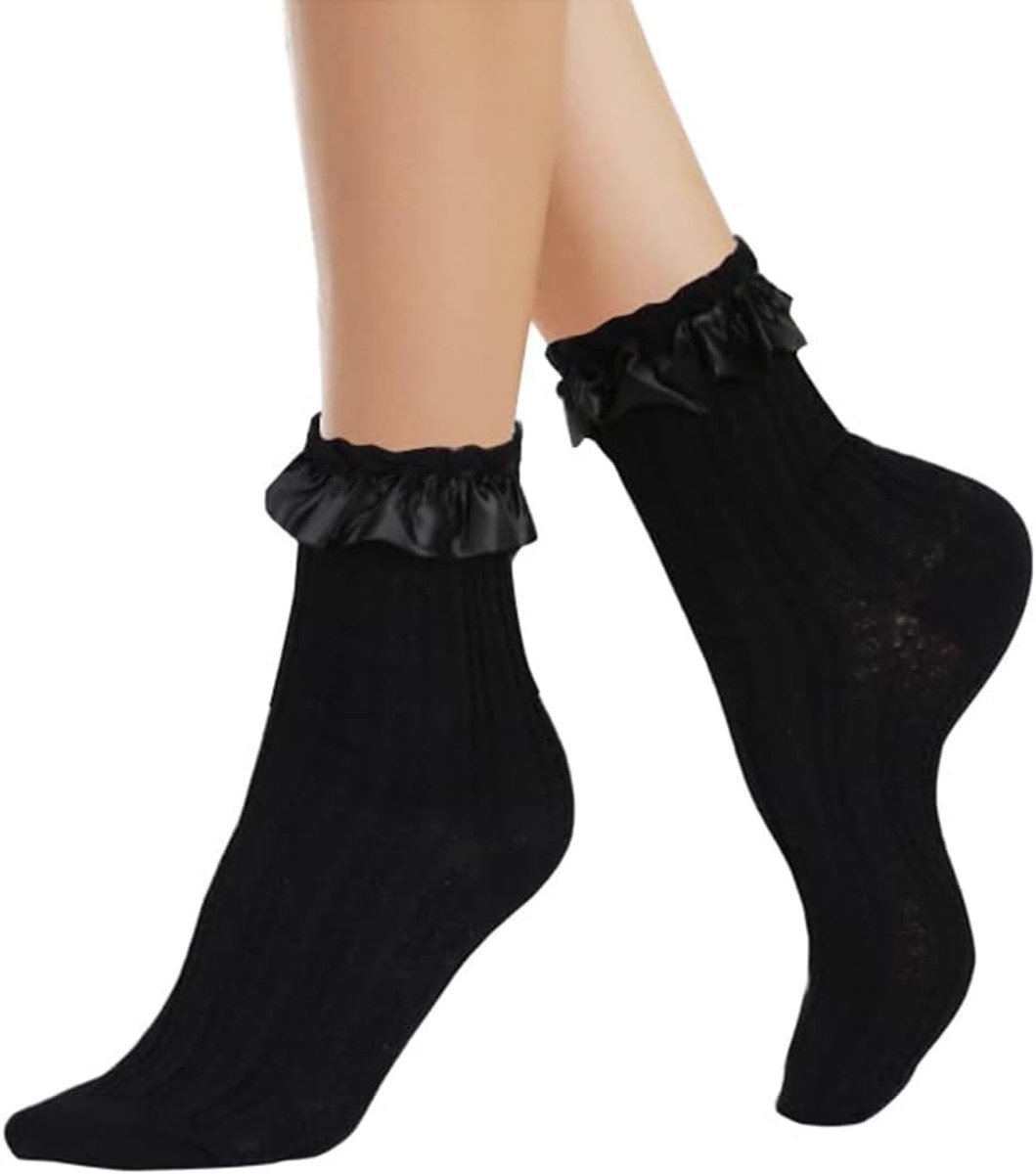 Elegante Ruffle Sokken voor Dames, Kanten Enkelsokken, Perfect voor Kostuums en Feestjes