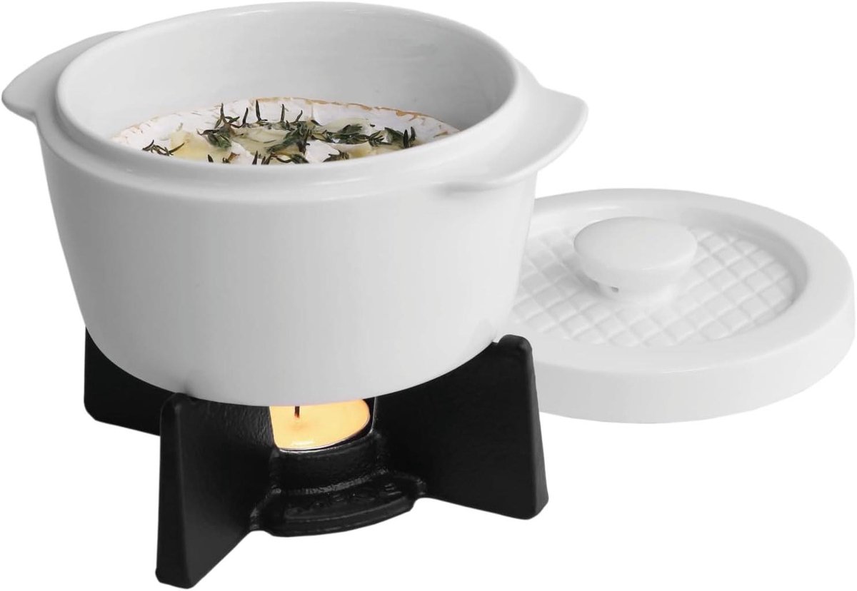 Kaas Baker - Ovenschaal Fondue - Gesmolten Kaas - Waxinelichtje Warmhouder - 150 ml - Wit