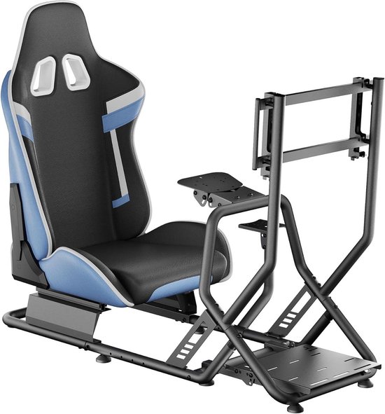 Race Cockpit - Simulatie Standaard - Gaming Simulatie - Verstelbare Zithoek - 136 cm Breed - Zwart Blauw — afbeelding 2