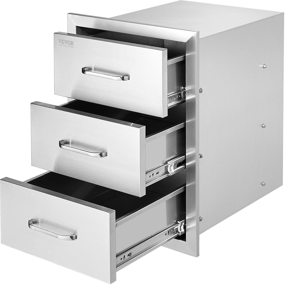 SnelShoppen - Inbouw Drievoudige Toegang Roestvrijstalen Handvat BBQ Eiland Laden - 40,6 x 21,5 x 18D Inch voor Buitenkeuken, Terras en Grillstation