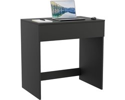SnelShoppen - ComfortCove Bureau met Lade en Kaptafel, 75 cm, Zwart - Modern Werkbureau, Slaapkamermeubel, Multifunctioneel, Compact, Ideaal voor Thui