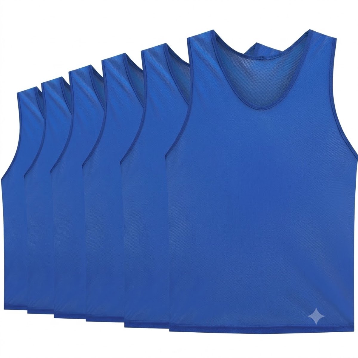 Blauw trainingshesjes volwassenen mesh sport vest voetbal basketbal unisex ademend mouwloos team hesjes trainingsvest set 6 stuks diepblauw maat L groepsactiviteiten team uniform