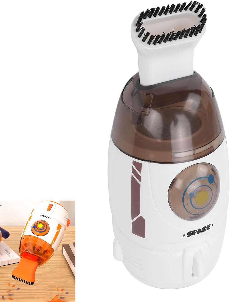 KZQ Mini bureaustofzuiger 600 Pa zuigkracht - Compact en draagbaar voor gumresten papiersnippers en toetsenbordstof - Capaciteit 55 ml - Grijs-wit