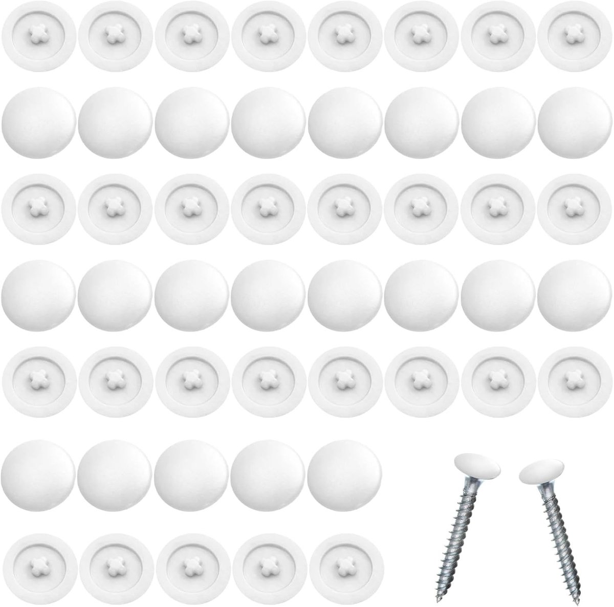 Set van 50 Witte Schroefdeksels van Plastic, Geschikt voor Phillips Schroeven - Ideaal voor Meubels en Klussen