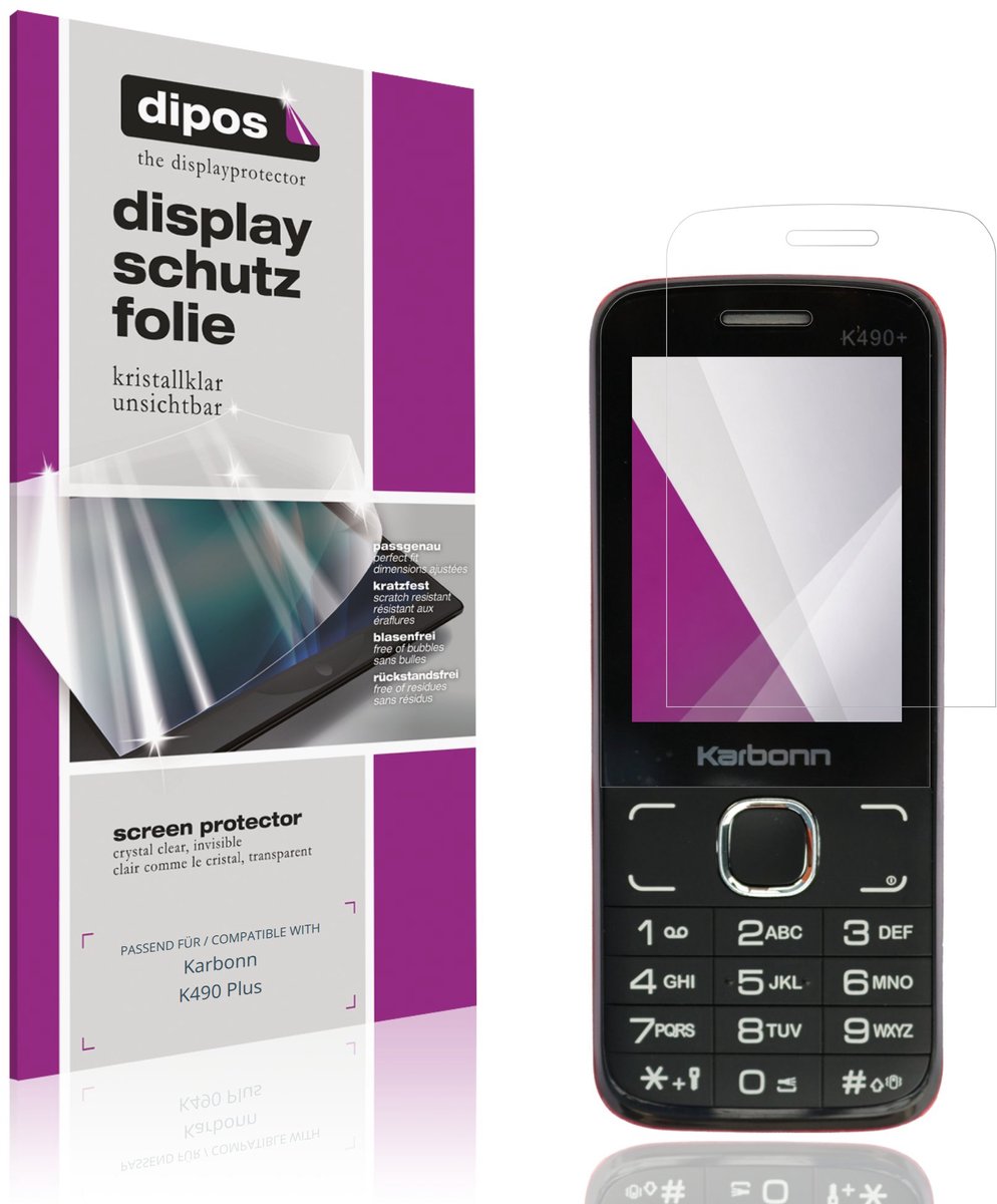 dipos – 4x Beschermfolie geschikt voor Karbonn K490 Plus | Krasbestendige & heldere Screenprotector Ultra-Thin