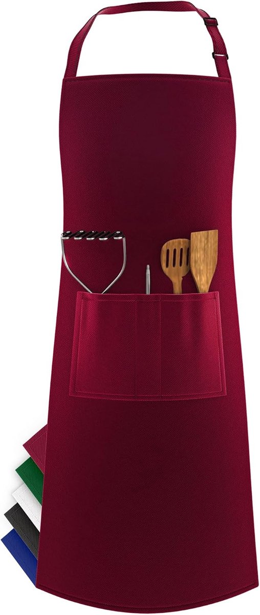 LEFUNDA® Chef Apron, Waterproof Apron with 3 Pockets, Adjustable Grill Apron with Long Straps Kitchen Apron for Men - ShopVlot