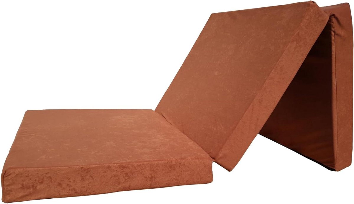 Opvouwbaar Matras - Slaapmat Gasten - Logeren Kamperen - Afneembare Hoes - 190 x 90 x 8 cm - Lichtbruin