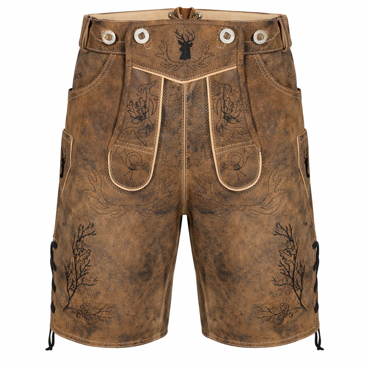 PAULGOS heren-traditionele lederen broek, kort - HK3 ANTIK - echt leer - verkrijgbaar in 3 kleuren - maat 44 - 60