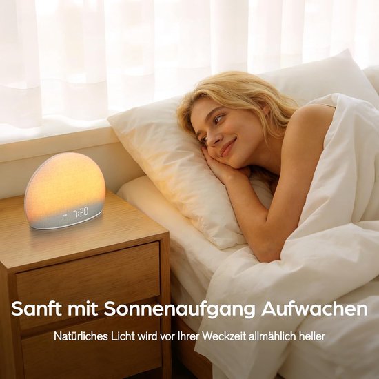 Wekker Natuurlijk Licht - Wake-up Light - Verbeter Slaapritme - 20 Rustgevende Geluiden - N.v.t. - Klassiek wit — afbeelding 3