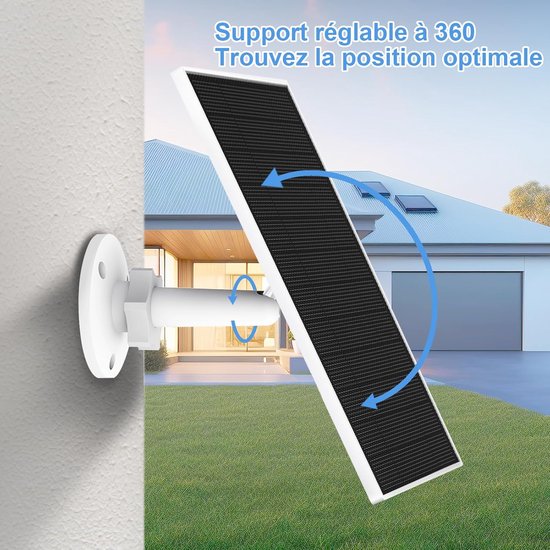 1 stuk zonnepaneel van 5V en 5W - geschikt voor Eufy cam 2C/Pro/E20/E40, zonnepaneeloplader met zonnemodule-accessoires, 360° verstelbare standaard van Merkloos — afbeelding 5