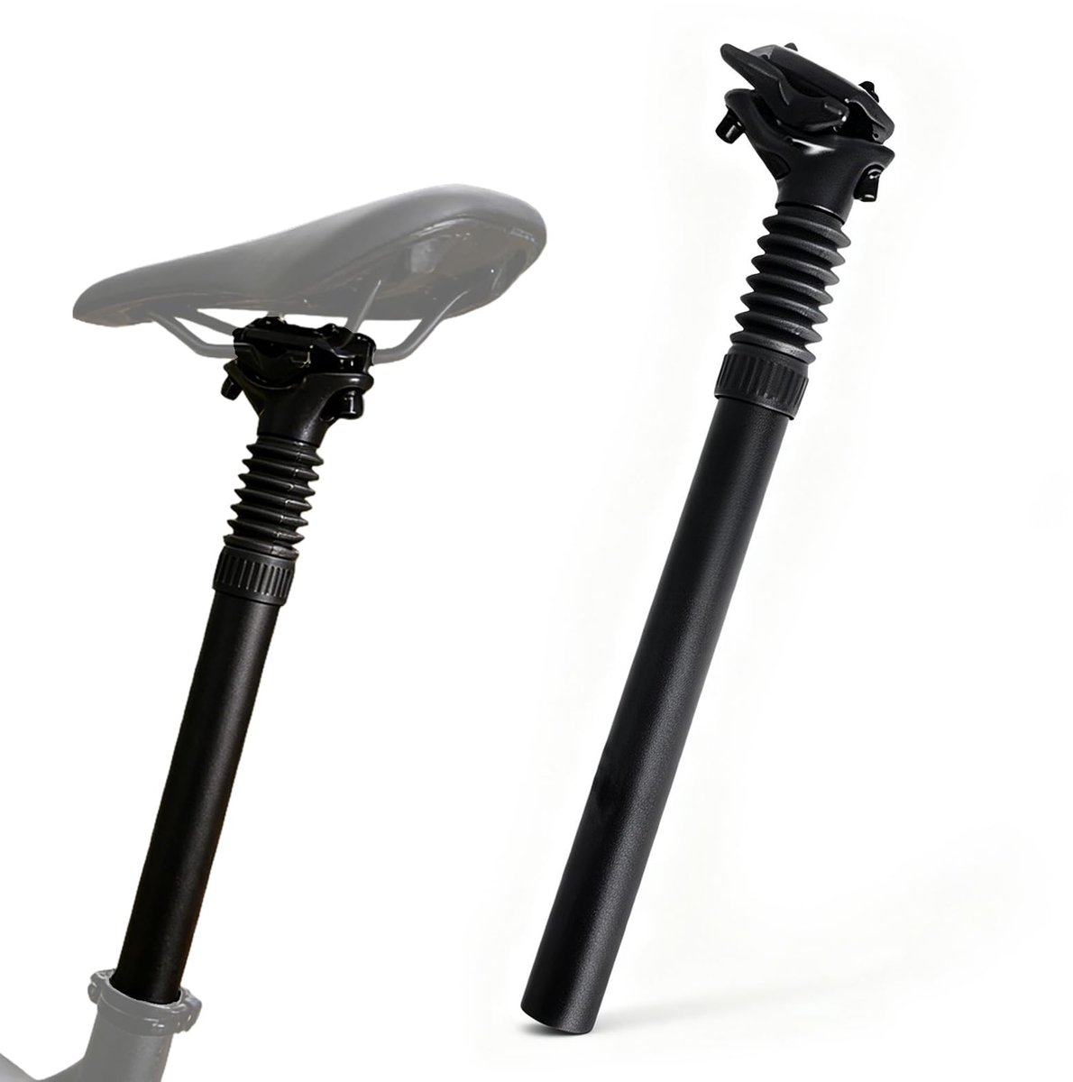 SnelShoppen - Geveerde Zadelpen 27,2 x 350 mm Aluminium MTB Zadelbuis met 55 mm Veerweg en Schroefverstelling voor Mountainbike, E-bike en Trekking