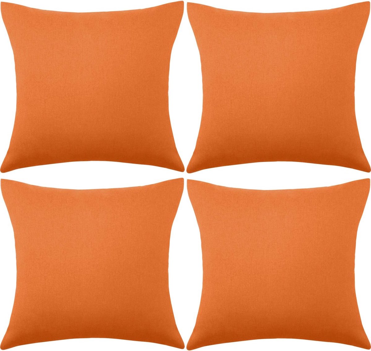 SnelShoppen - 4 stuks waterdichte kussenslopen voor buiten, vierkant 45x45 cm, PU-coating, oranje, voor terras, balkon, tuin, bank, bed, tent, feest,
