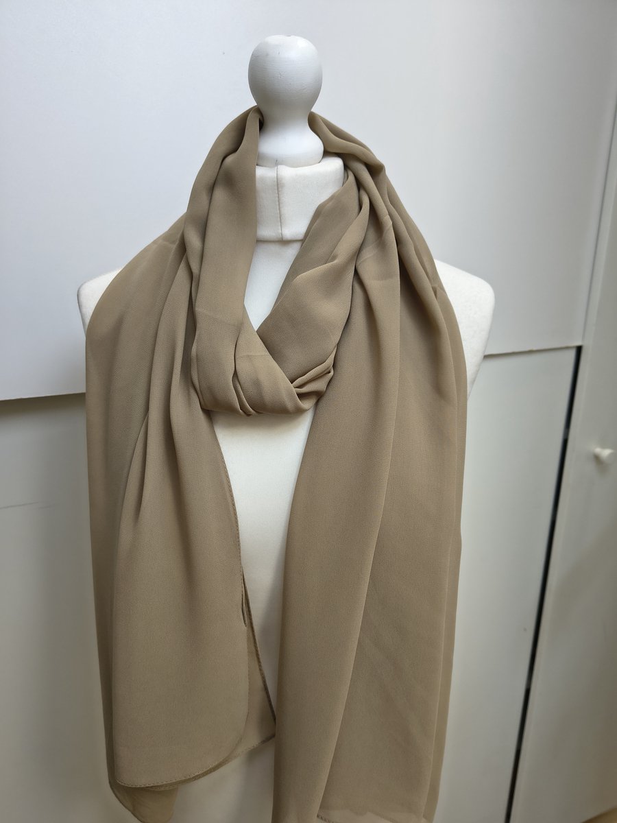 Lange dames chiffon sjaal Dominique-effen brons-omslagdoek-stola