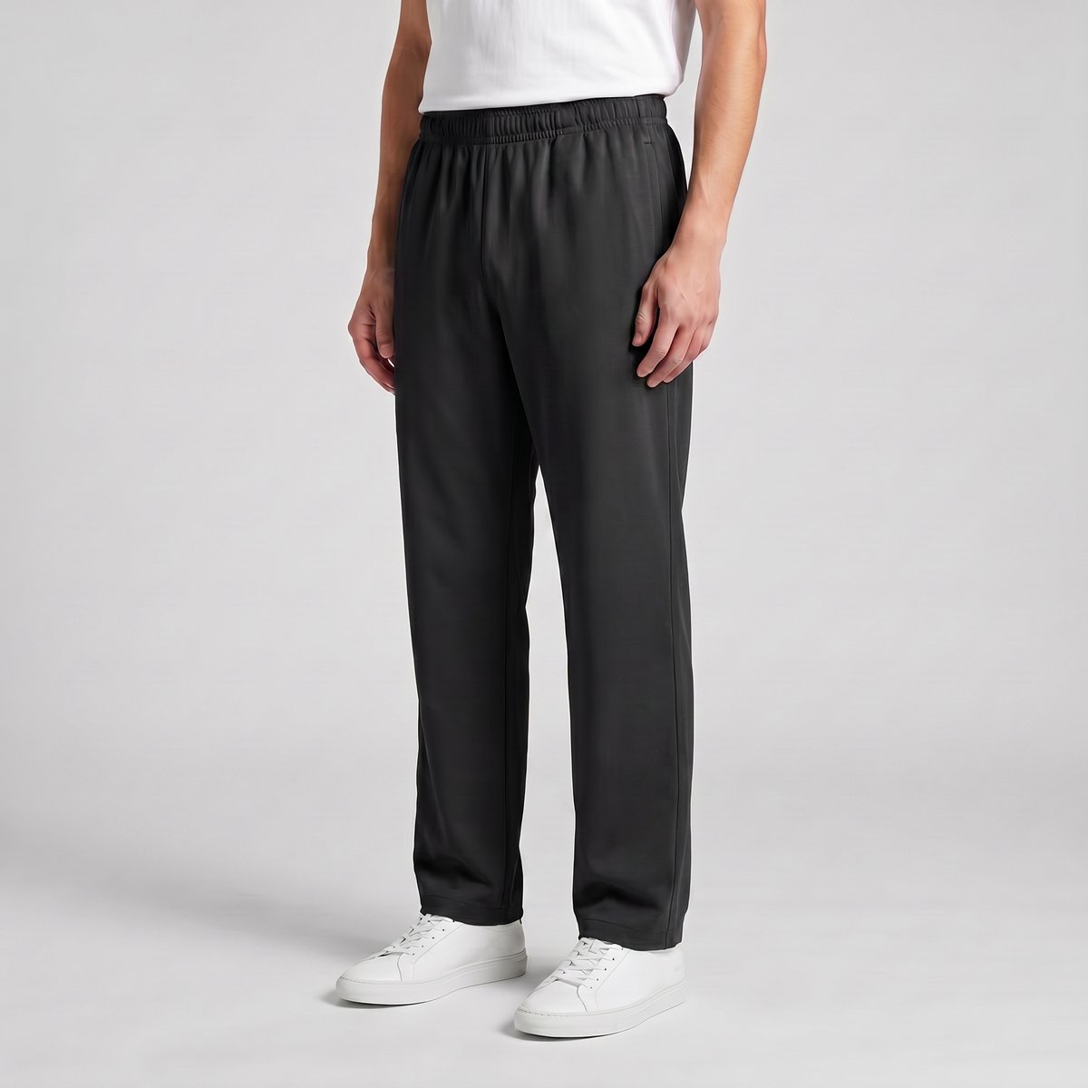 Saphira RUN Herenbroek – Effen Zwart, Ademende Mesh Polyester met Elastiek – Maat M