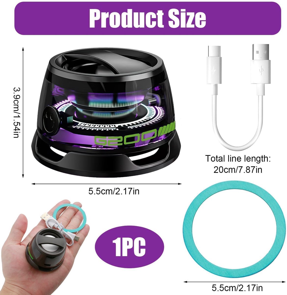 SnelShoppen - CKDSA Mini Bluetooth-luidspreker met Magnetische Basis en LED-verlichting, Ultradraagbaar Draadloos Geluidssysteem voor Telefoons, Ideaa