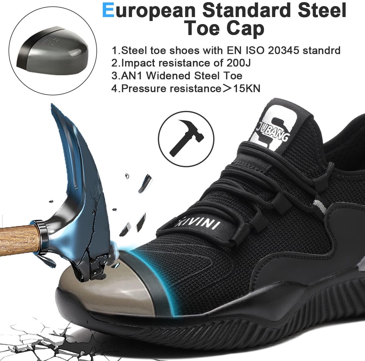 SnelShoppen - S3 Stalen Neus Schoenen Heren 44 Dames Veiligheidsschoenen Lichtgewicht Ademend Unisex Beschermende Sneakers Werkveiligheidsschoenen Zwa