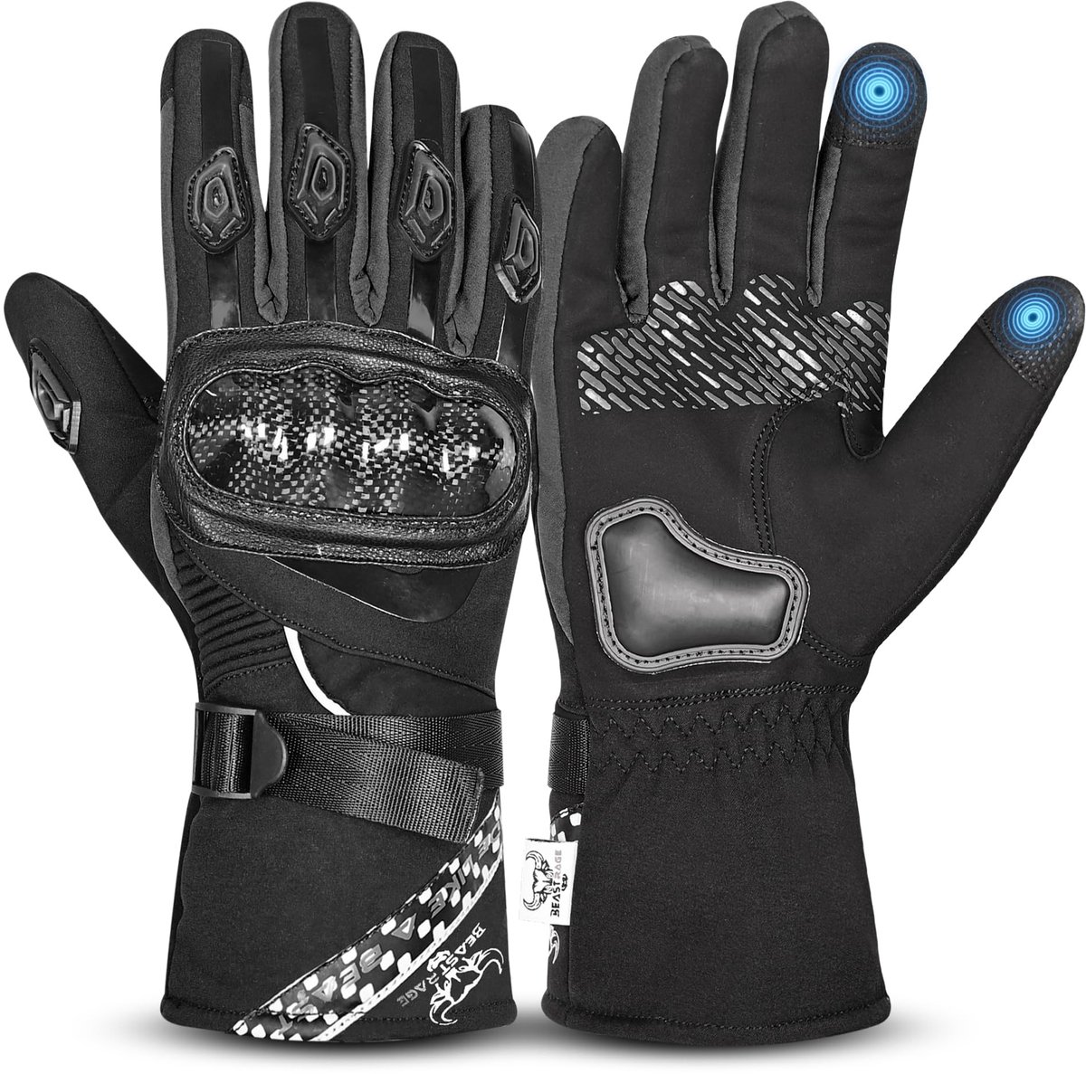 SnelShoppen - BEAST RAGE Winter Motorfiets Handschoenen, Waterdichte Winddichte Thermische Riding Handschoenen voor Mannen en Vrouwen, Warme Touchscre