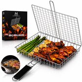 Mamosta® BBQ Grillmand - Grillrooster Accessoires - Inklapbaar Klemrooster - RVS - Barbeque - Outdoor Gereedschap - Camping & Tuin