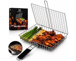 Mamosta® BBQ Grillmand - Grillrooster Accessoires - Inklapbaar Klemrooster - RVS - Barbeque - Outdoor Gereedschap - Camping & Tuin