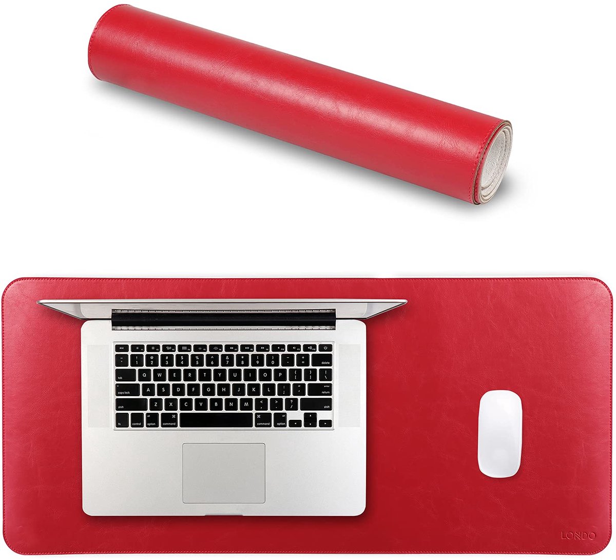 SnelShoppen - Londo Extra Large Leder Mousepad - Rood - Ergonomisch, Stijlvol, Perfect voor Thuis en Kantoor - 80x40 cm
