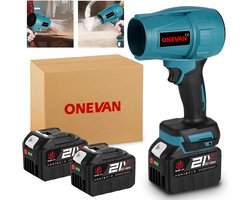ONEVAN Elektrische Bladblazer - 256 m/s Turbo Jet Blazer - Handblazer - Borstelloze Bladblazer - met 2x 6.0Ah accu‘s en lader - voor het blazen van bladeren en stof
