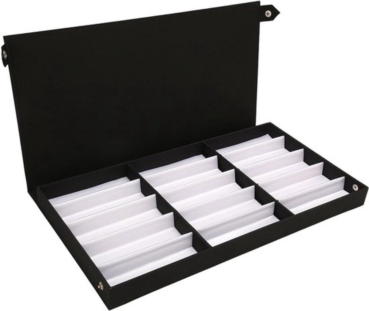 Brillen- en sieradenorganizer - Zonnebrilopbergdoos met 15 vakken - Vitrine voor dames en heren - Luxe brillendoos.
