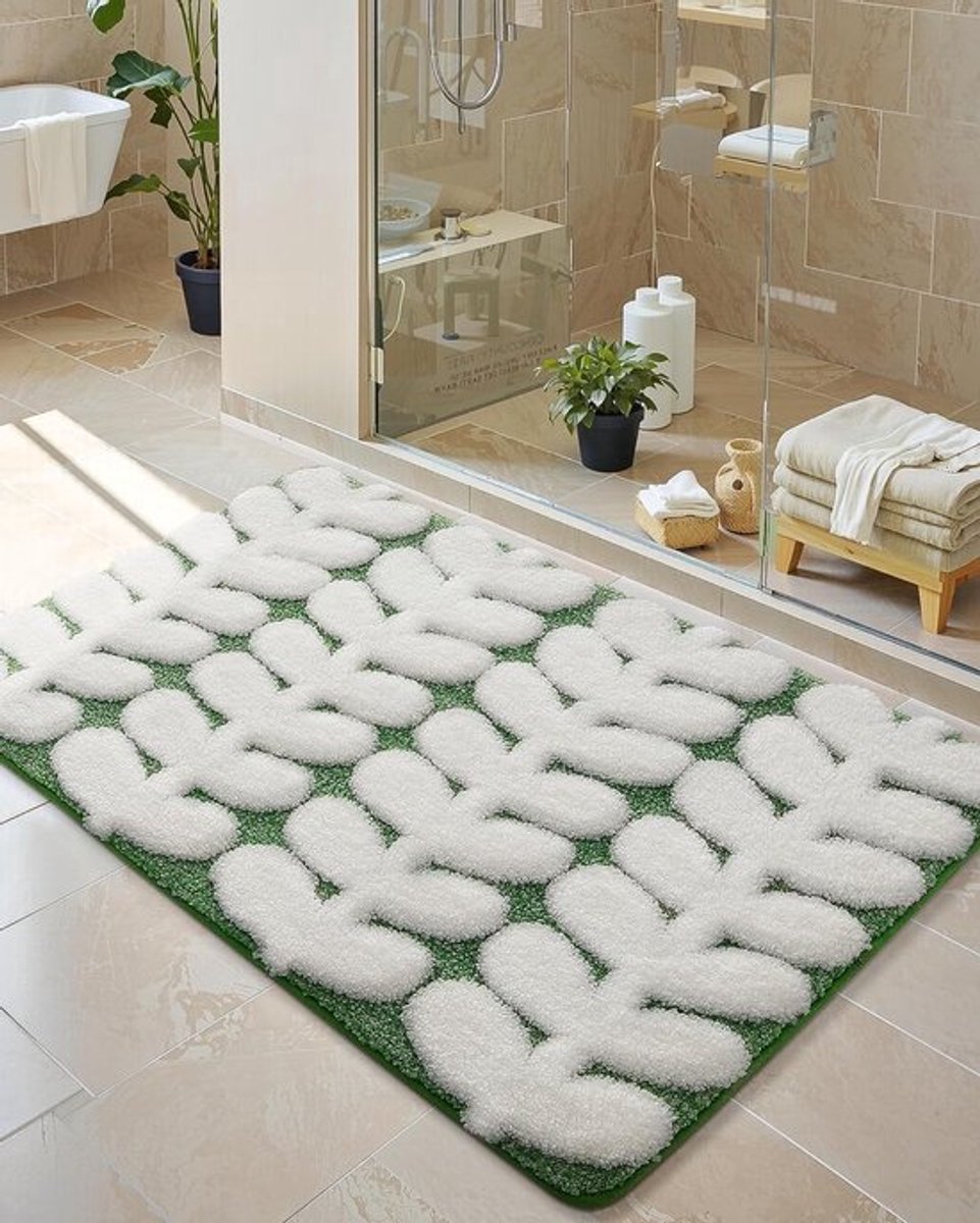 Premium Badkamer Tapijt, Absorberend en Sneldrogend, Antislip en Wasmachinebestendig, Zacht en Comfortabel voor Badkamer en Wasruimte, 61 x 110 cm, Groen, Luxe Badaccessoires, Comfortabel en Duurzaam