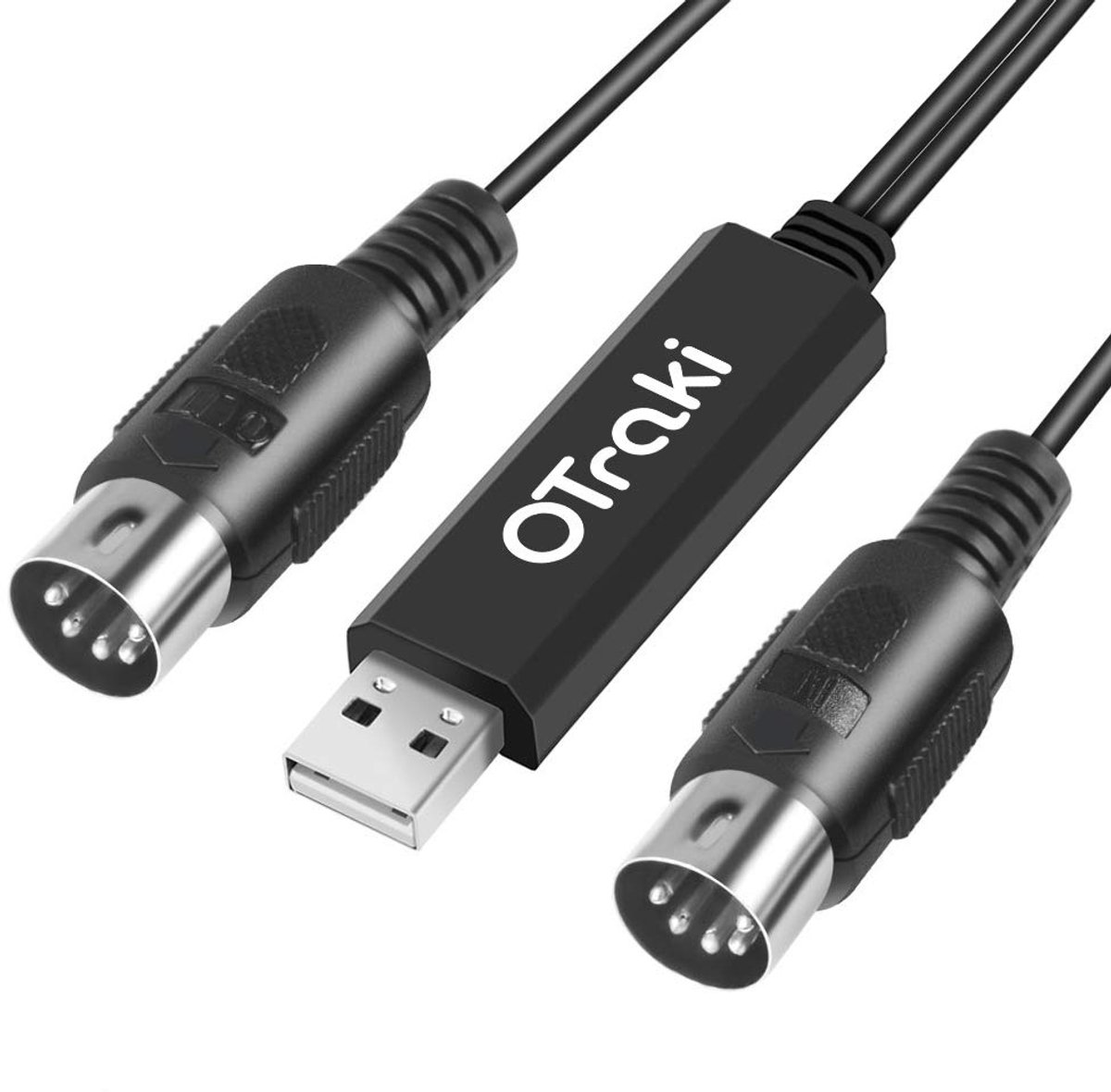 SnelShoppen - OTraki Midi USB Kabel Interface Converter 5-pins In Out MIDI naar USB Adapter Controller met Indicatielampje voor Muziek Toetsenbord Pia