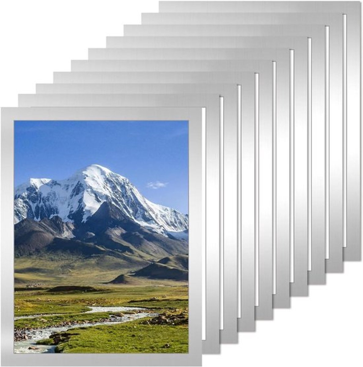Magnetische fotolijsten A4 zelfklevend zilver - 10 stuks - waterdicht PVC - magneetframe voor posters, notities, schilderijen