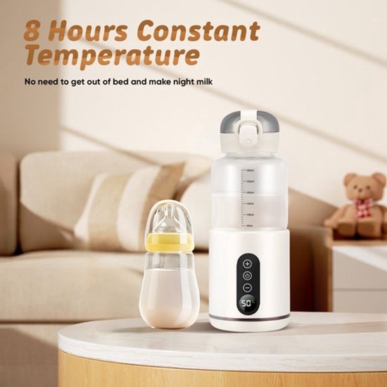 Draagbare flessenwarmer voor baby's van 300 ml, waterverwarmer voor in de auto, instelbaar temperatuurbereik van 37°C tot 55°C, snelle opwarming. — afbeelding 2