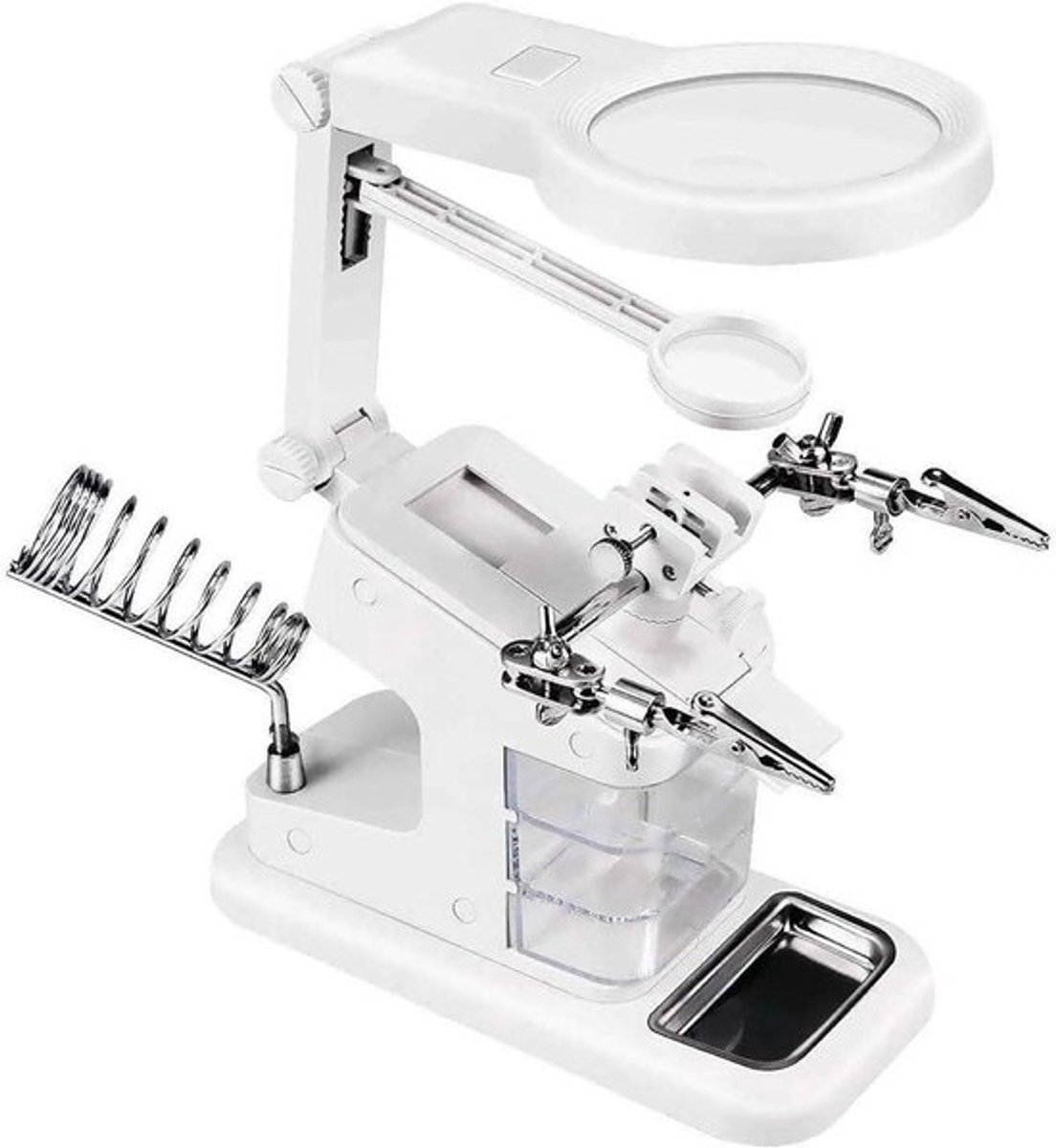 Vergrootglas met klemmen en vergrootlamp voor reparatie en knutselen - soldeerhulp - 3x vergroting.