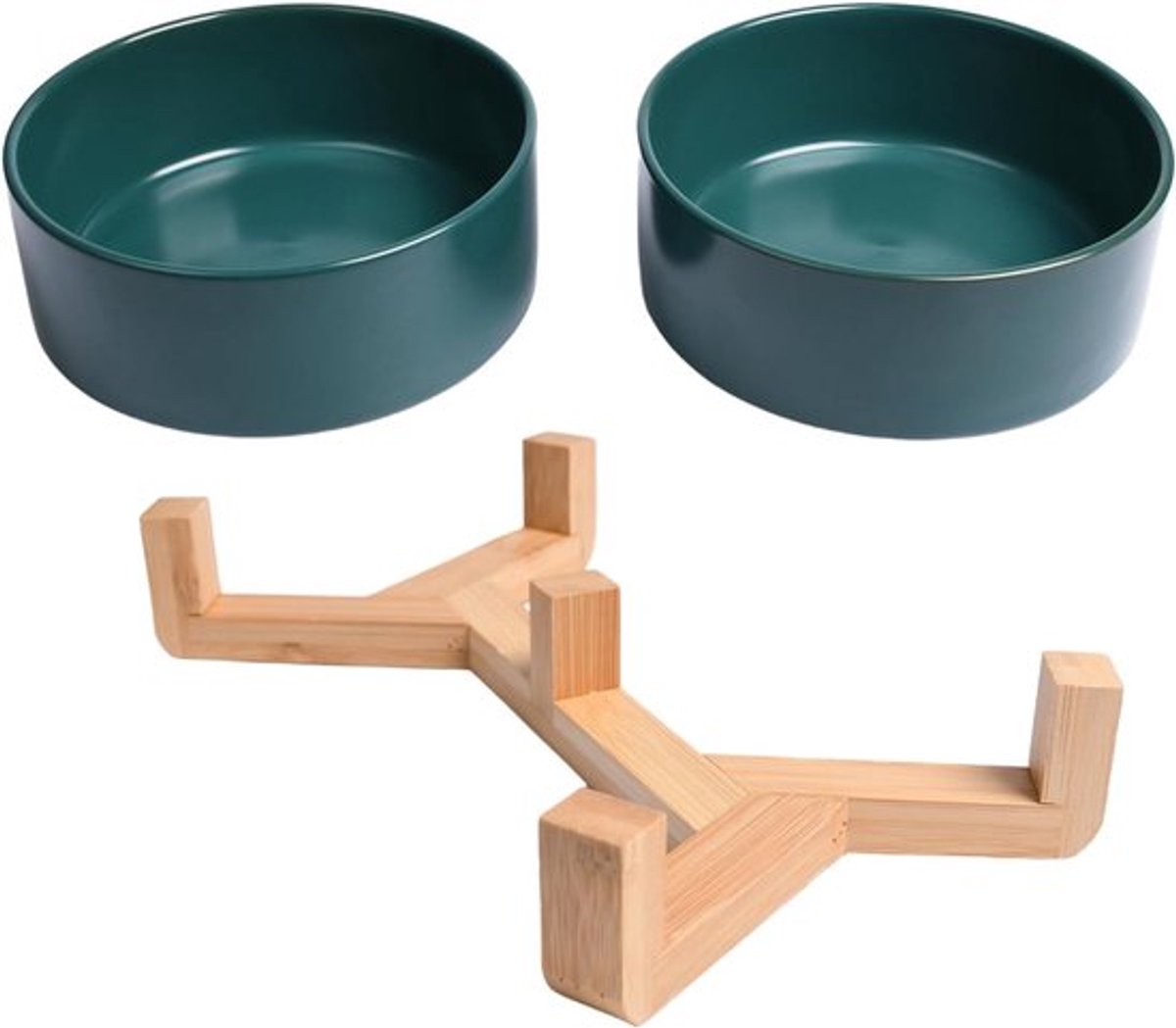Honden- en kattenvoerbakken met houten standaard, 400ml, antislip, ideaal voor huisdieren
