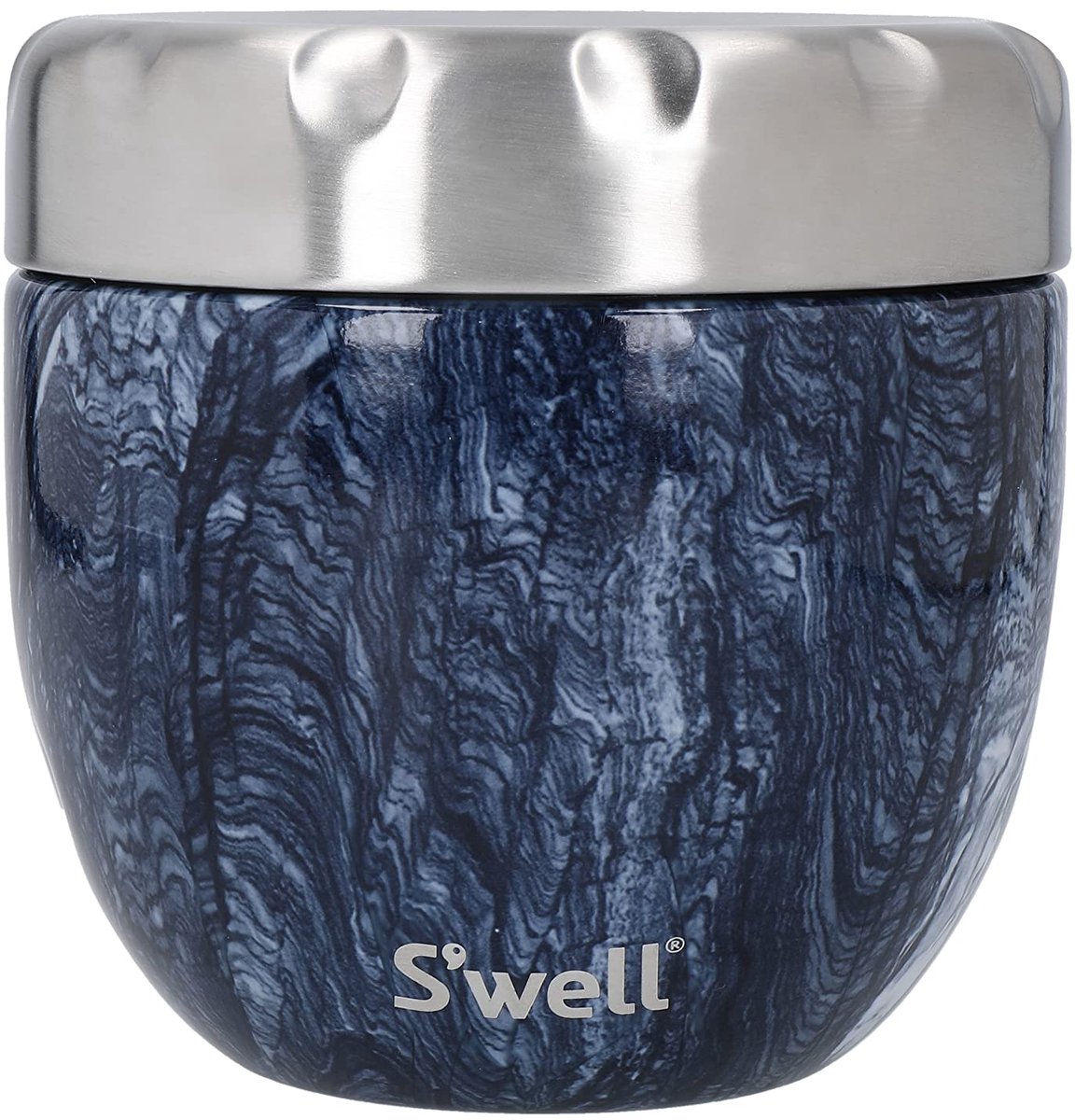 SnelShoppen - S'well Eats™ 2-in-1 etensbak met schroefdeksel 636 ml - Azurite Marble, drievoudig geïsoleerd, lekvrij, ideaal voor onderweg, houdt eten