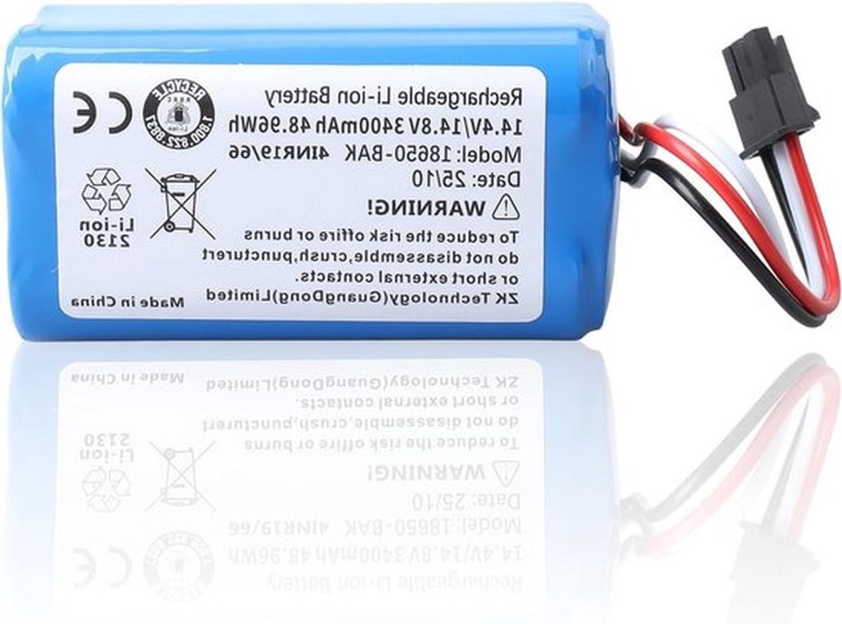 Krachtige 3400 mAh Vervangbare Batterij voor Robotstofzuiger, 14.4 V/14.8 V, Oplaadbare Lithium-ion, Ideaal voor Efficiënt Stofzuigen en Langdurig Gebruik