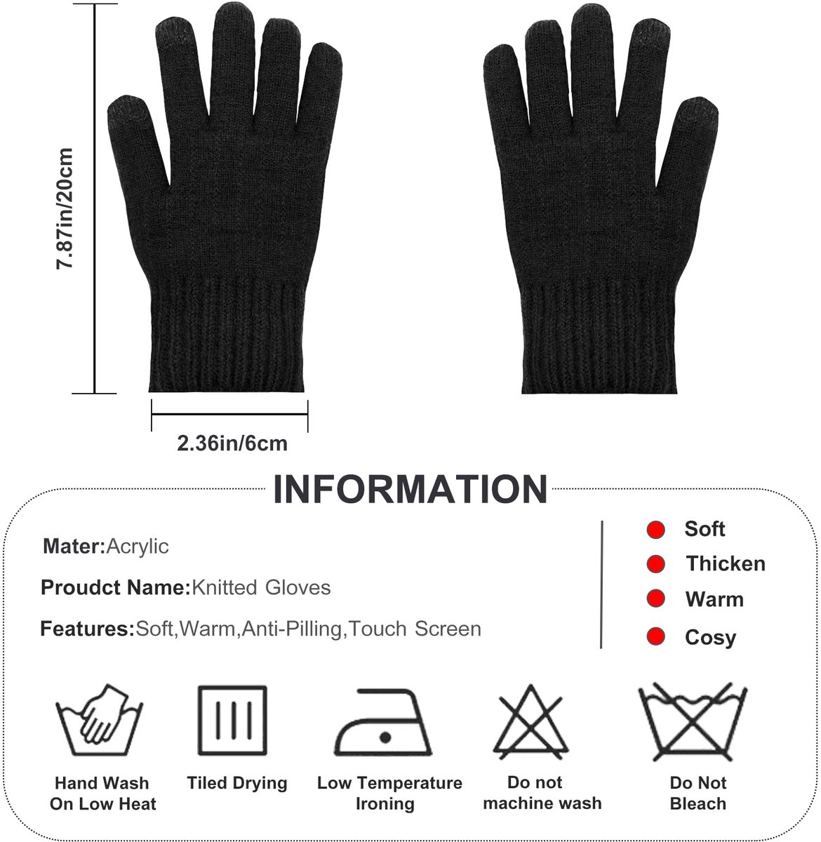 SnelShoppen - Winterhandschoenen Dames Touchscreen, Warme Fleece, Gebreide Thermische Handschoenen voor Outdoor, Sport, Hardlopen, Fietsen, Vrije Tijd