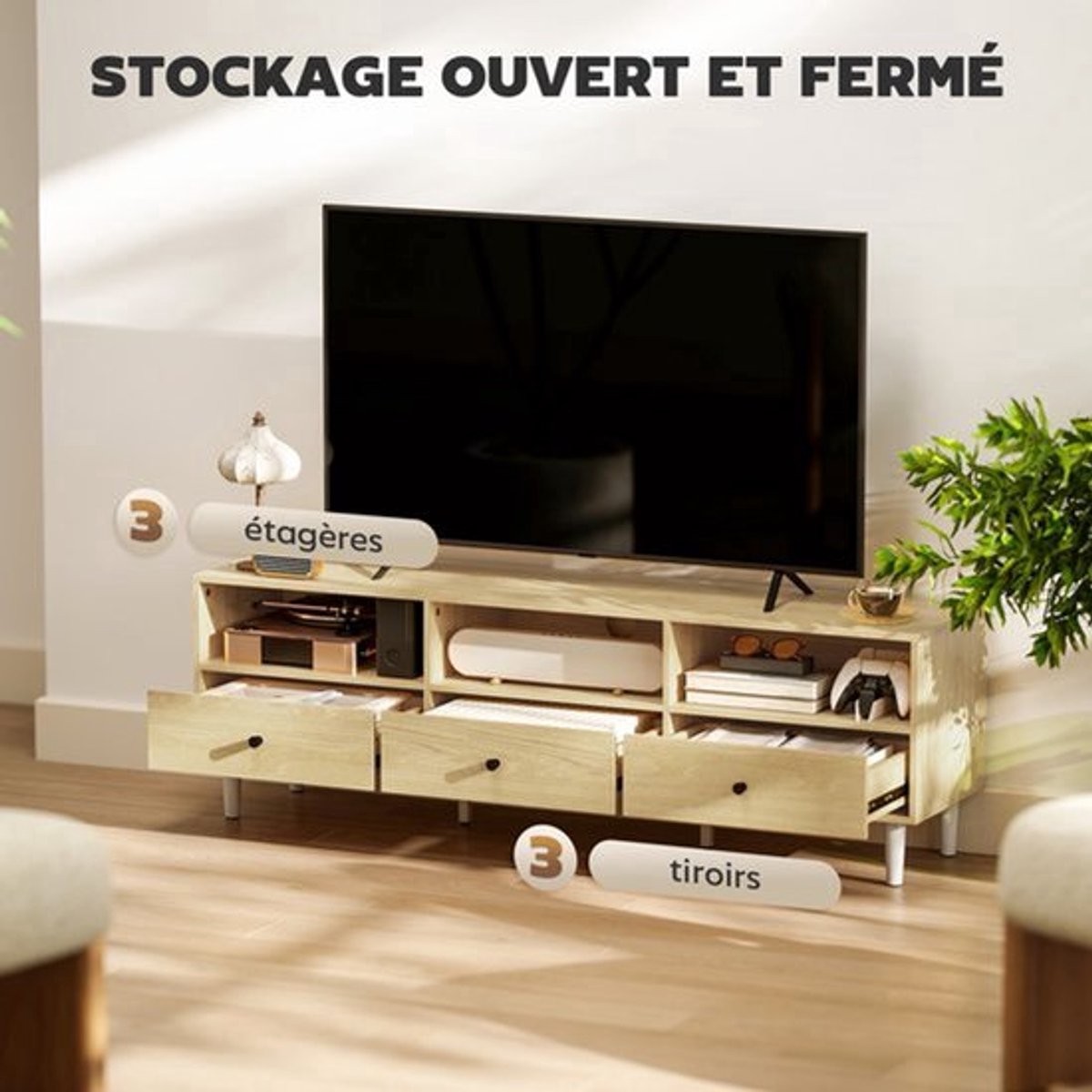 Tv-meubel – Televisiekast – Mediameubel – TV Kast – TV Dressoir – Houtlook Spaanplaat – 14