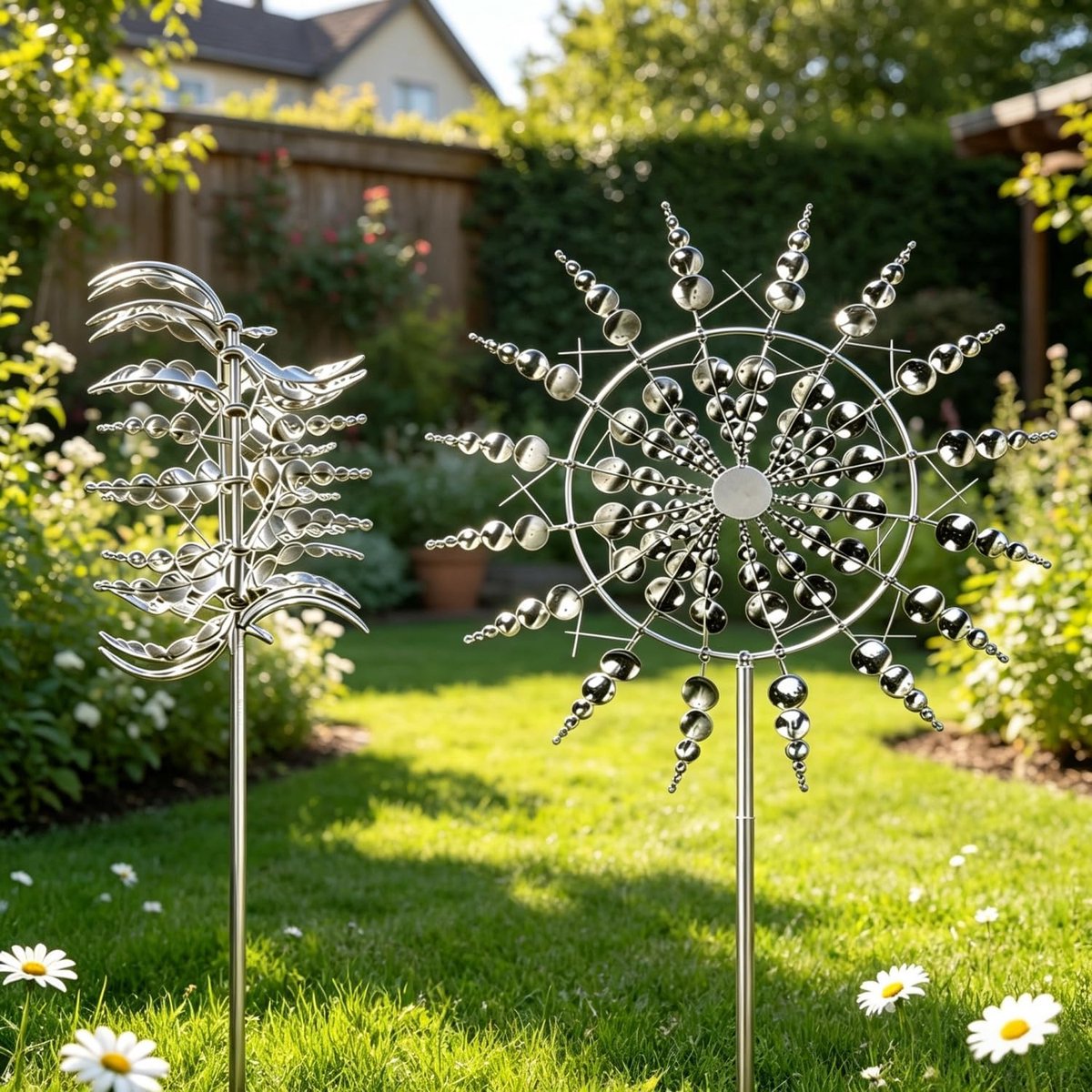 Windmolen 30 cm - 3D metalen tuinwindmolen - 360° kinetische beweging - sfeervolle tuinaccessoire - ShopVlot