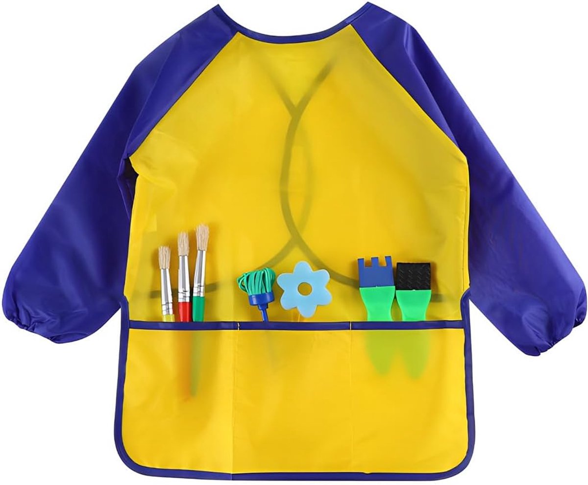 1 schort voor kinderen, schilderschort, waterdicht, met lange mouwen, voor school, schilderen en keuken - ShopVlot