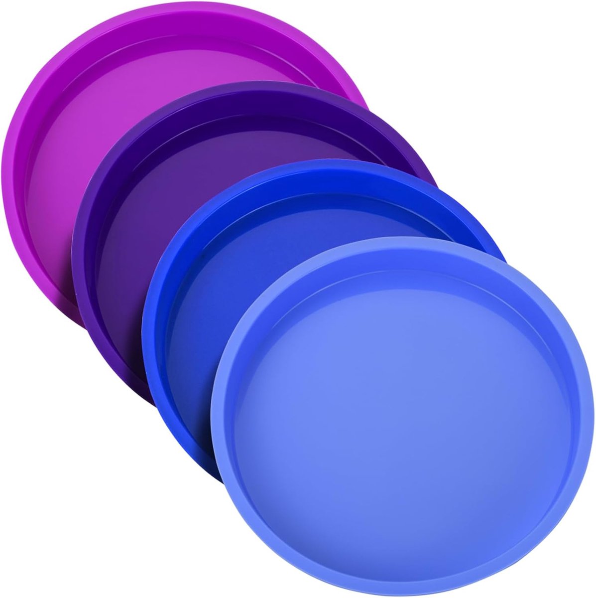 SnelShoppen - Siliconen Taartvormen Set van 4, Rond, 20 cm, Gelaagde Cake Bakvorm, Lekvrij, Anti-aanbak, BPA-vrij, Regenboogkleur, Voor Verjaardagsfee