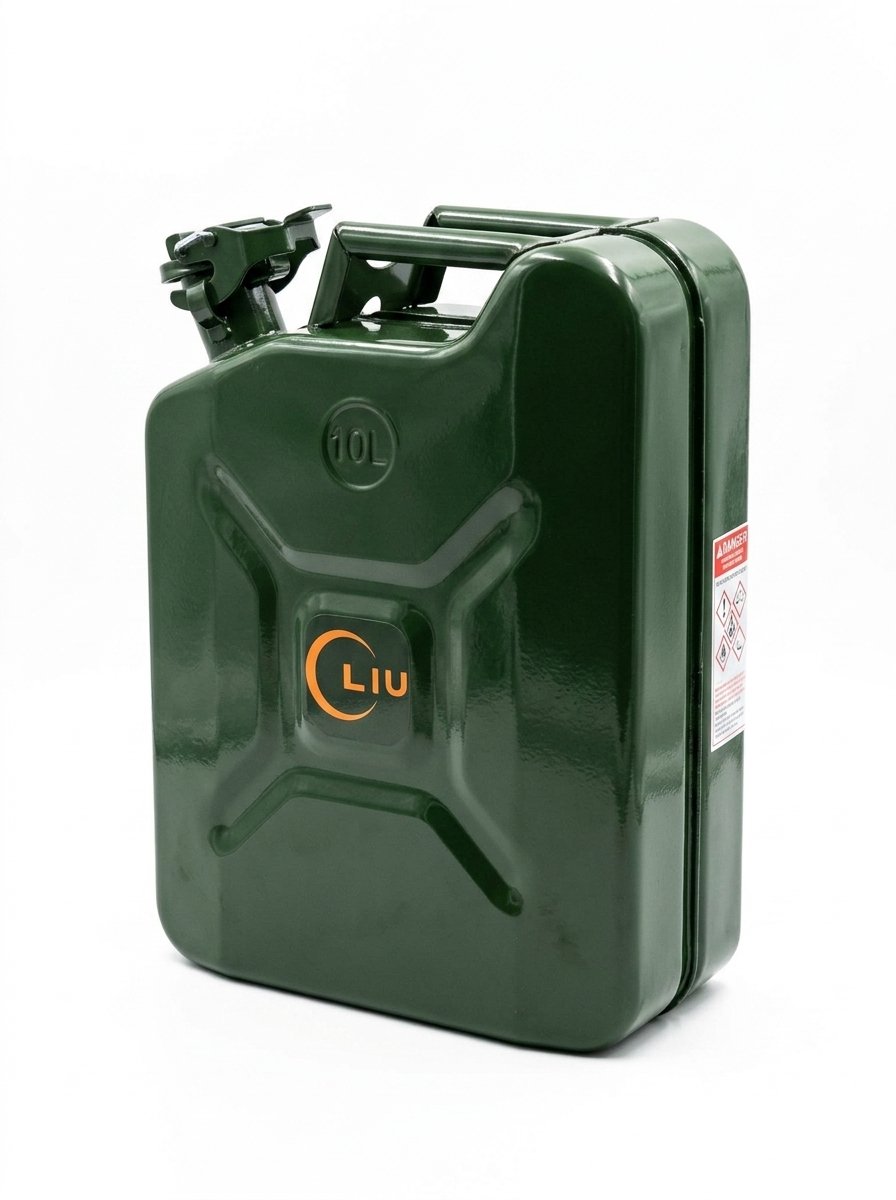LIU CORP Metalen Jerrycan 10L -Vertical - Army green + GRATIS Schenktuit