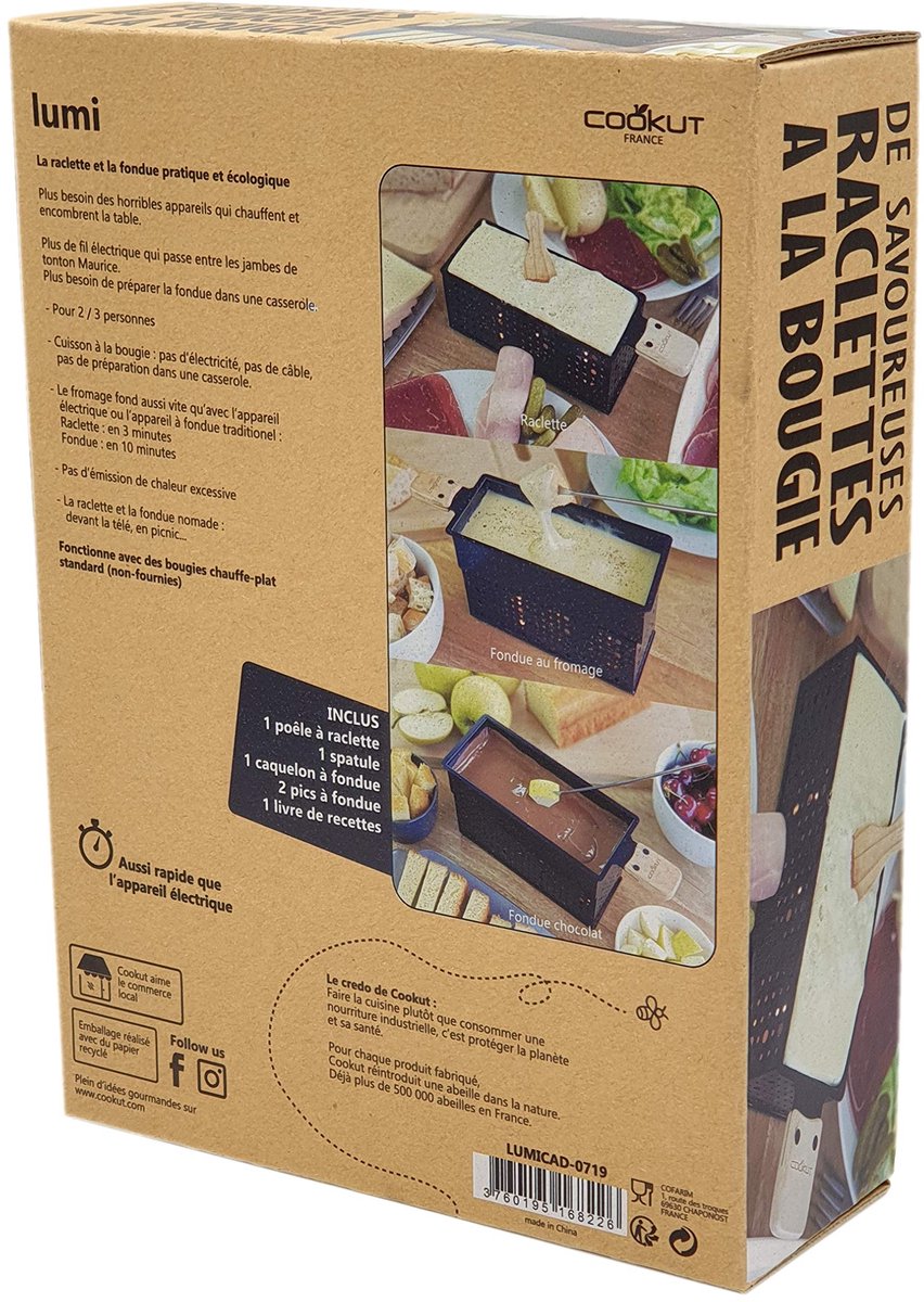 SnelShoppen - Raclette en Kaasfondue Set - Lumi Giftset met Kaars - Raclette in 3 Minuten en Fondue in 5 Minuten - Perfect voor Avonden, Picknicks en