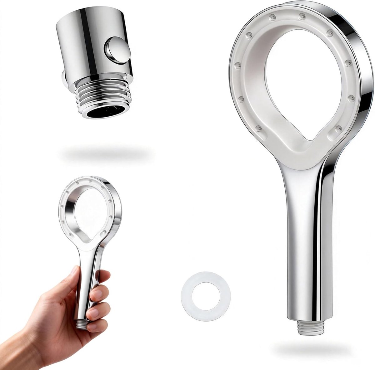 Energiebesparende Douchestraal met Hoge Druk en Handdouche, Inclusief Afsluitklep - Ideaal voor Badkameraccessoires voor Volwassenen en Huisdieren