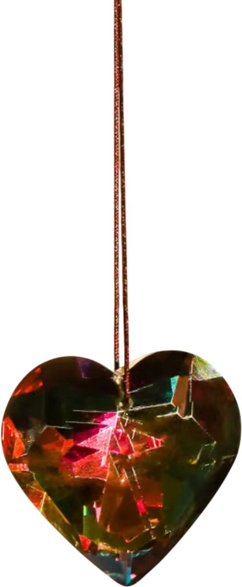 45 mm Hartvormig Kristallen Prisma Hanger – Zonnevanger, Regenboogmaker, Kristallen Windgong, Raamhanger, Suncatcher, Glas Prisma voor Knutselen & Woondecoratie - Rood