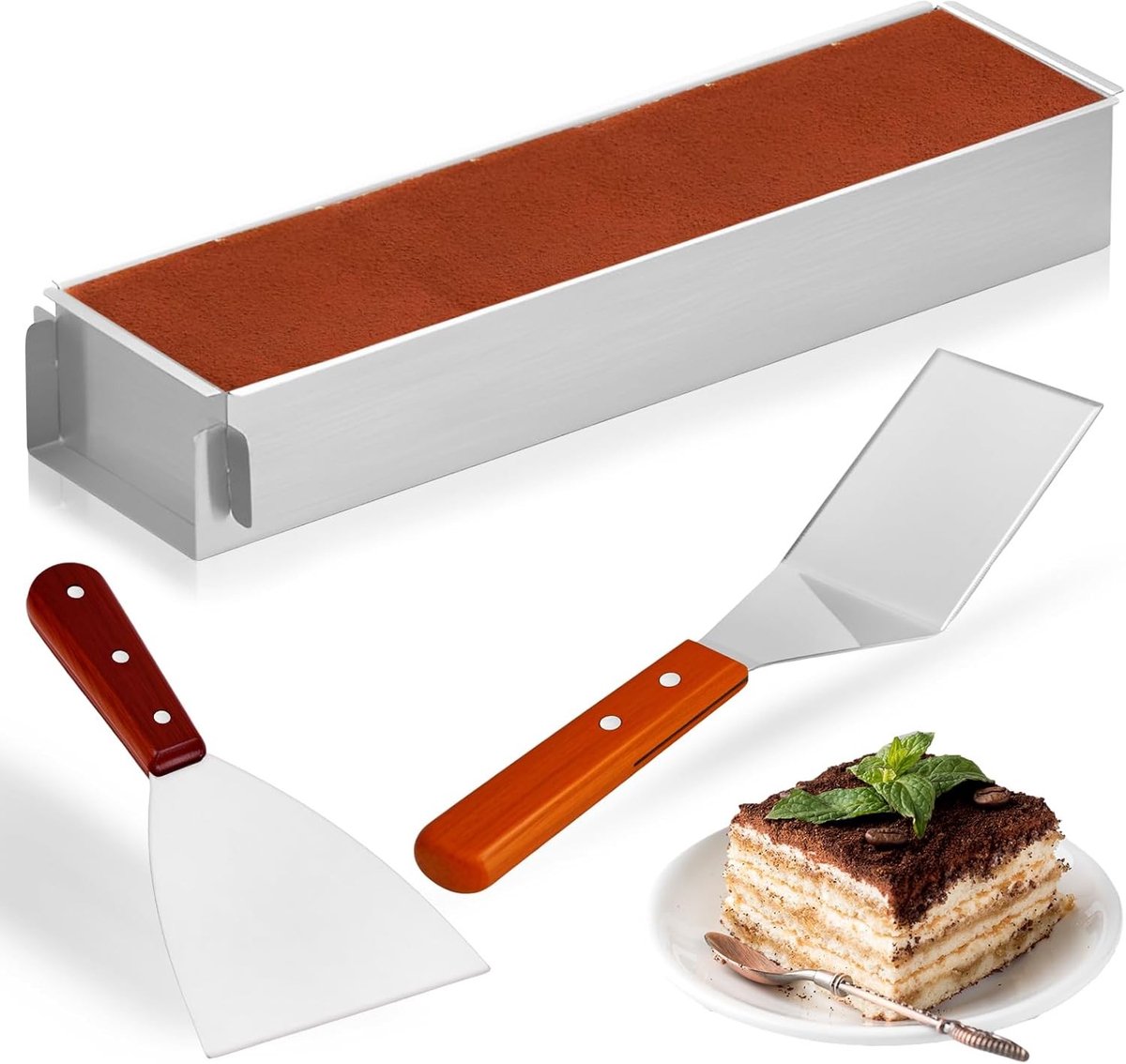 Verstelbare tiramisu cakevorm met verwijderbare zijkanten - Rechthoekige moussevorm voor gelaagde taarten, brownies en desserts, ideaal voor bakliefhebbers en feestjes