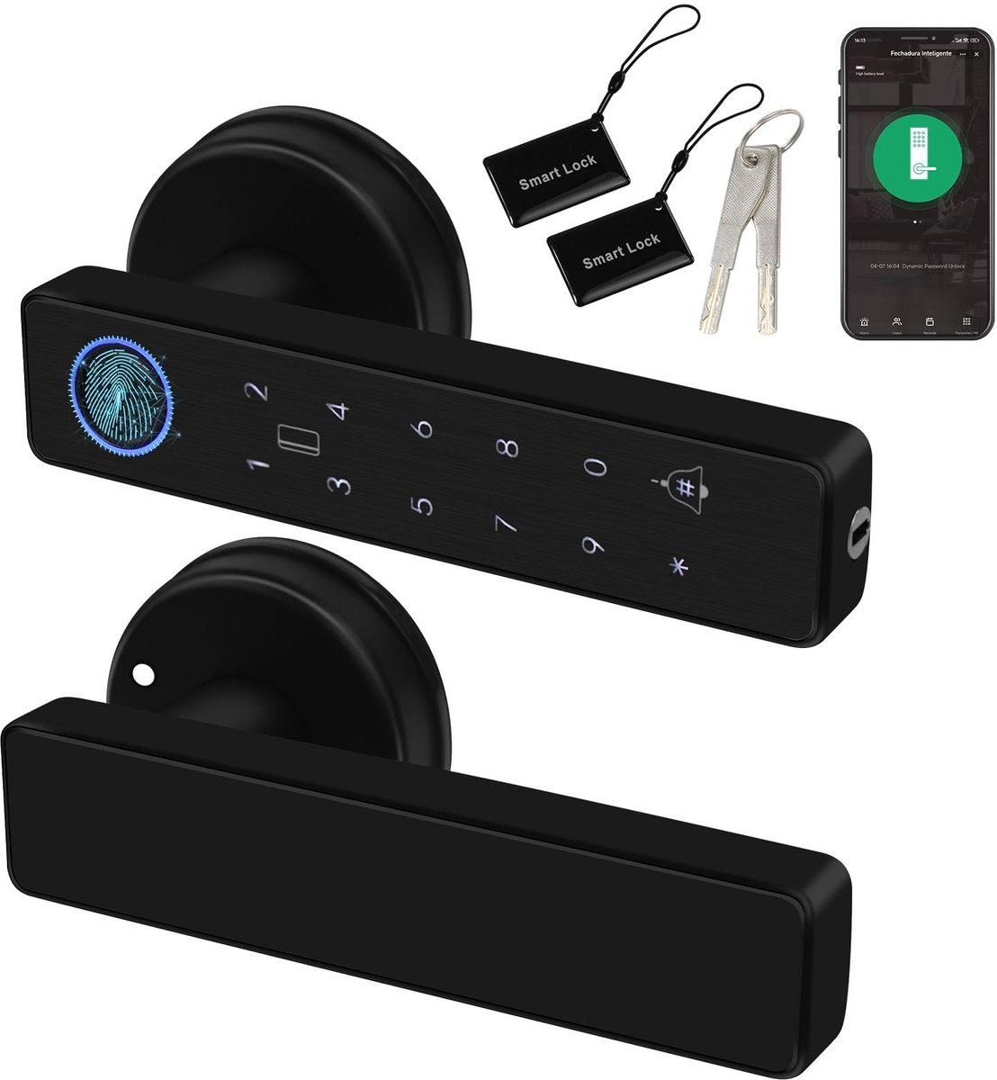 SnelShoppen - XYBkey Slim Deurslot 5-in-1 Elektronisch Toetsenbord met Wachtwoord/APP/IC-kaart/Vingerafdruk/Sleutel - Biometrisch Digitaal Deurslot vo
