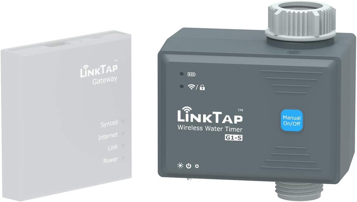SnelShoppen - LinkTap G1S Draadloze Watertimer - Slimme Besproeiingscomputer met Meertalige App, Weerbewust, Manueel Aan/Uit, Digitale Lockout, 2 Jaar