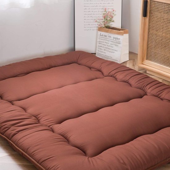 Japanse Vloermatras - Opvouwbare Matras - Comfortabel Slapen - Extra Dik Met Geheugenschuim - 90x190cm - Koffie — afbeelding 4