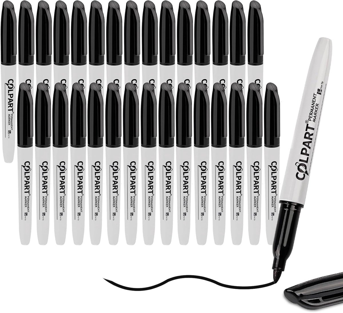 Permanent markers set 30 stuks - zwarte permanente markers - waterdicht en sneldrogend - ShopVlot